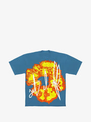 Washed Blue Abstract Art Signature Graphic Boxy Tee