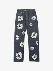 Denim Tears Dark Denim Rhinestone Wreath Straight Jeans