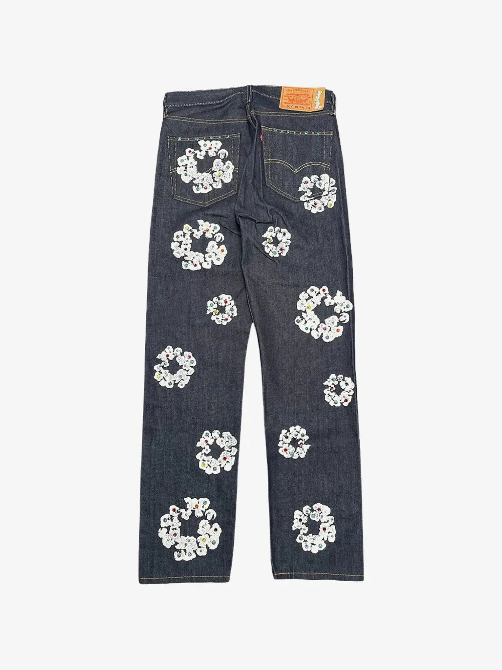 Denim Tears Dark Denim Rhinestone Wreath Straight Jeans