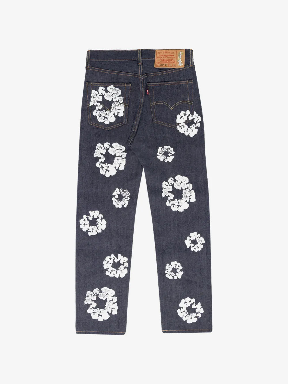 Denim Tears Raw Denim White Wreath Print Jeans