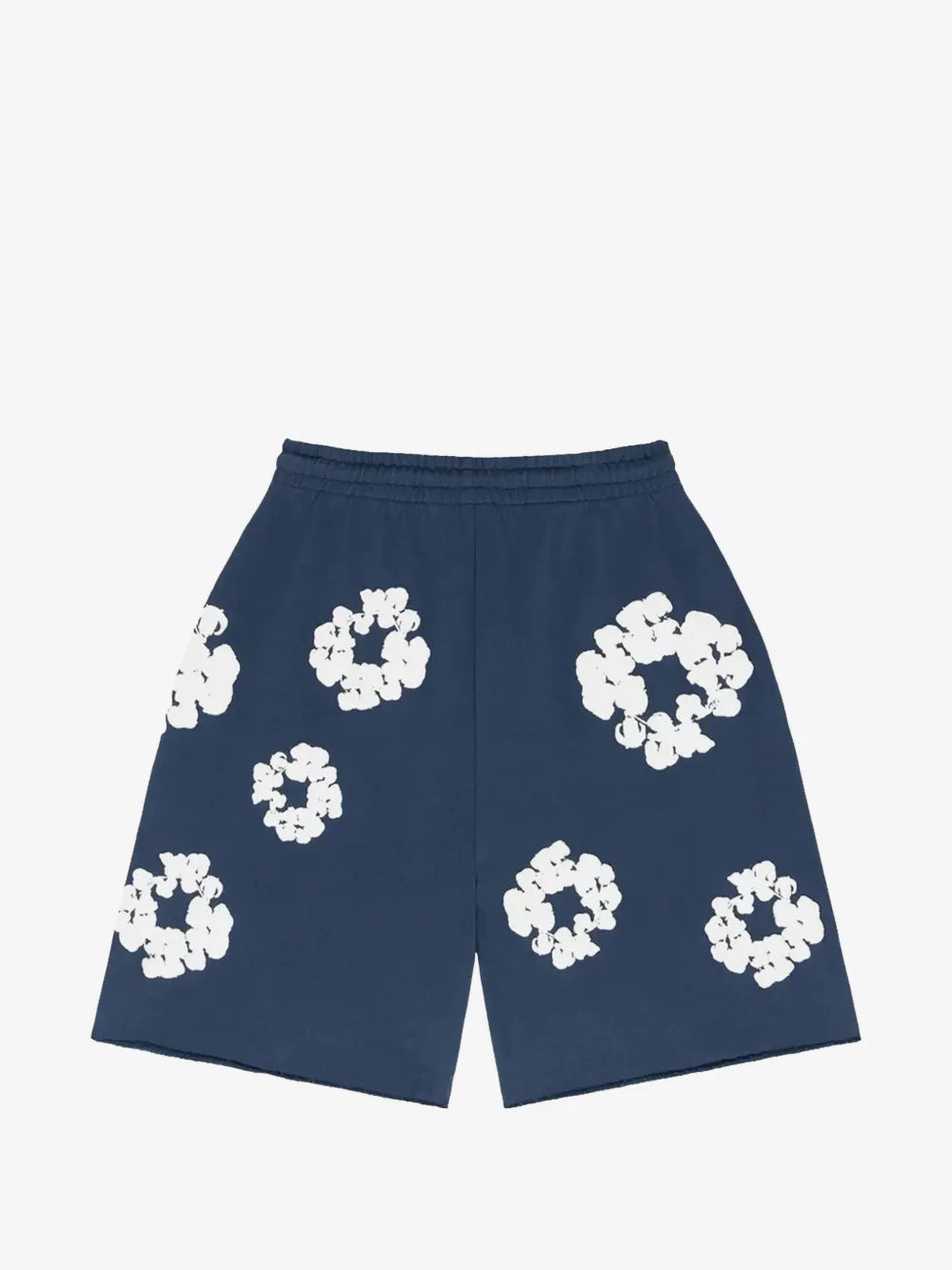 Denim Tears Navy Raw Hem Floral Wreath Sweat Shorts