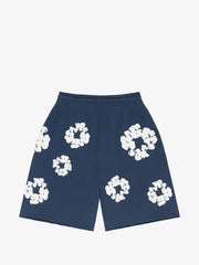 Denim Tears Navy Raw Hem Floral Wreath Sweat Shorts