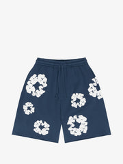 Denim Tears Navy Raw Hem Floral Wreath Sweat Shorts