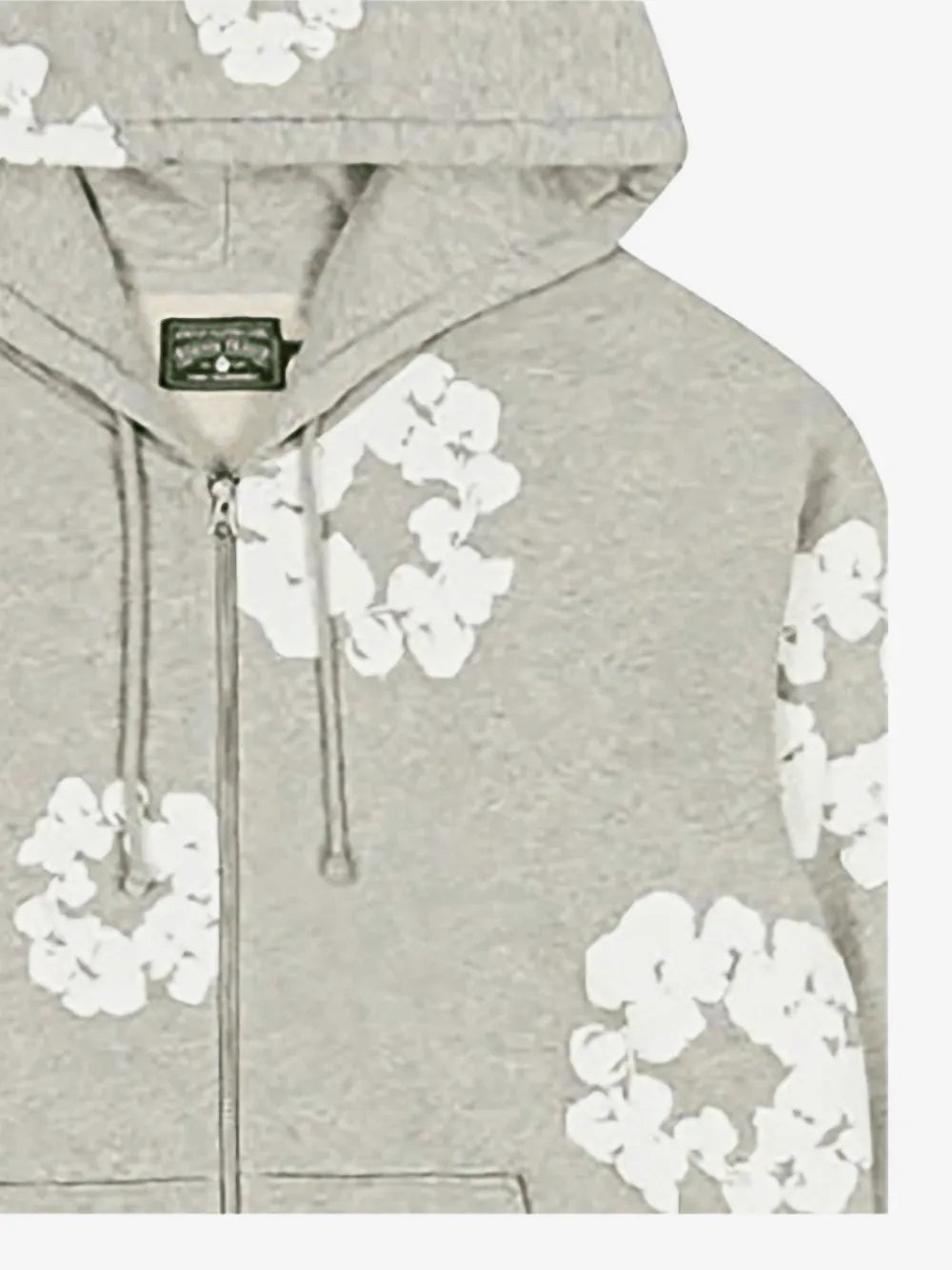 Denim Tears Heather Grey All‑Over Cotton Wreath Full‑Zip Hooded Jacket