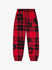 Denim Tears Red Plaid Black Wreath Cuffed Sweatpants