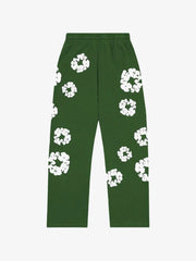 Denim Tears Green White Wreath Wide Leg Sweatpants