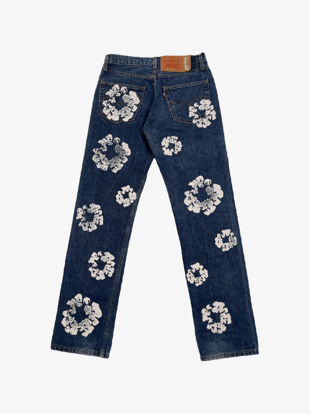 Denim Tears Vintage Blue Denim White Wreath Straight Jeans