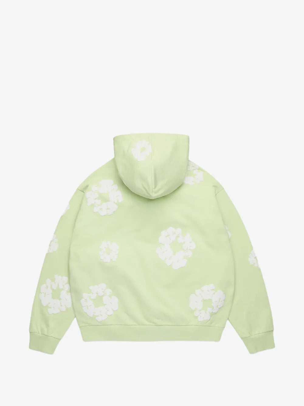 Denim Tears Light Lime Green All‑Over Cotton Wreath Full‑Zip Hoodie