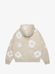 Denim Tears Beige Wreath Zip‑Up Unisex Hoodie