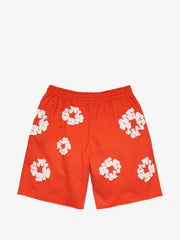 Denim Tears Bright Orange Floral Wreath Sweat Shorts