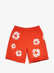 Denim Tears Bright Orange Floral Wreath Sweat Shorts