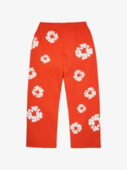 Denim Tears Red Cotton Wreath Wide‑Leg Sweatpants