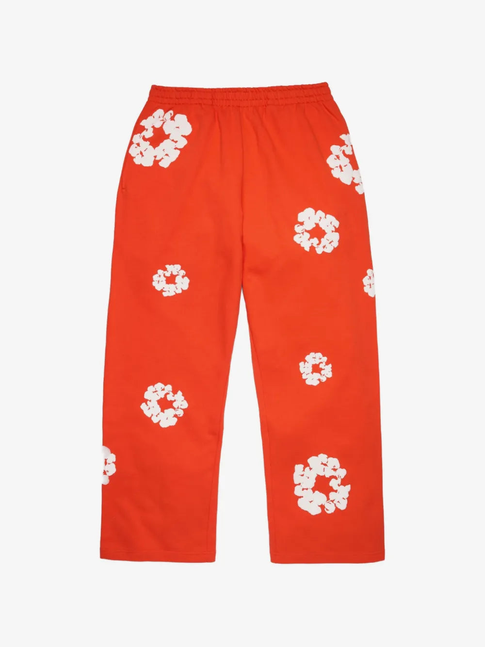 Denim Tears Red Cotton Wreath Wide‑Leg Sweatpants