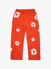 Denim Tears Red Cotton Wreath Wide‑Leg Sweatpants
