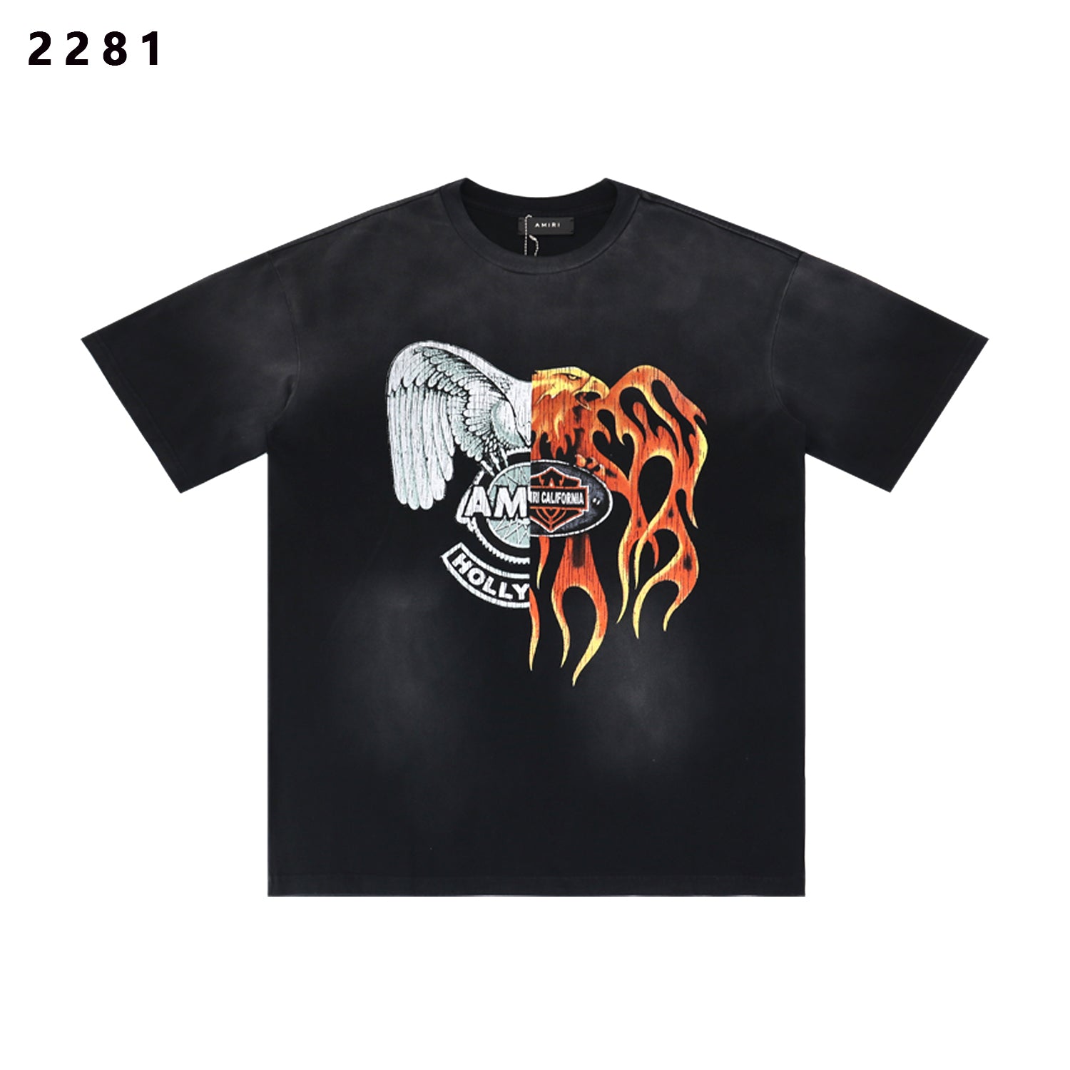 AMIRI Eagle Flame Vintage Washed Black Oversized T-Shirt