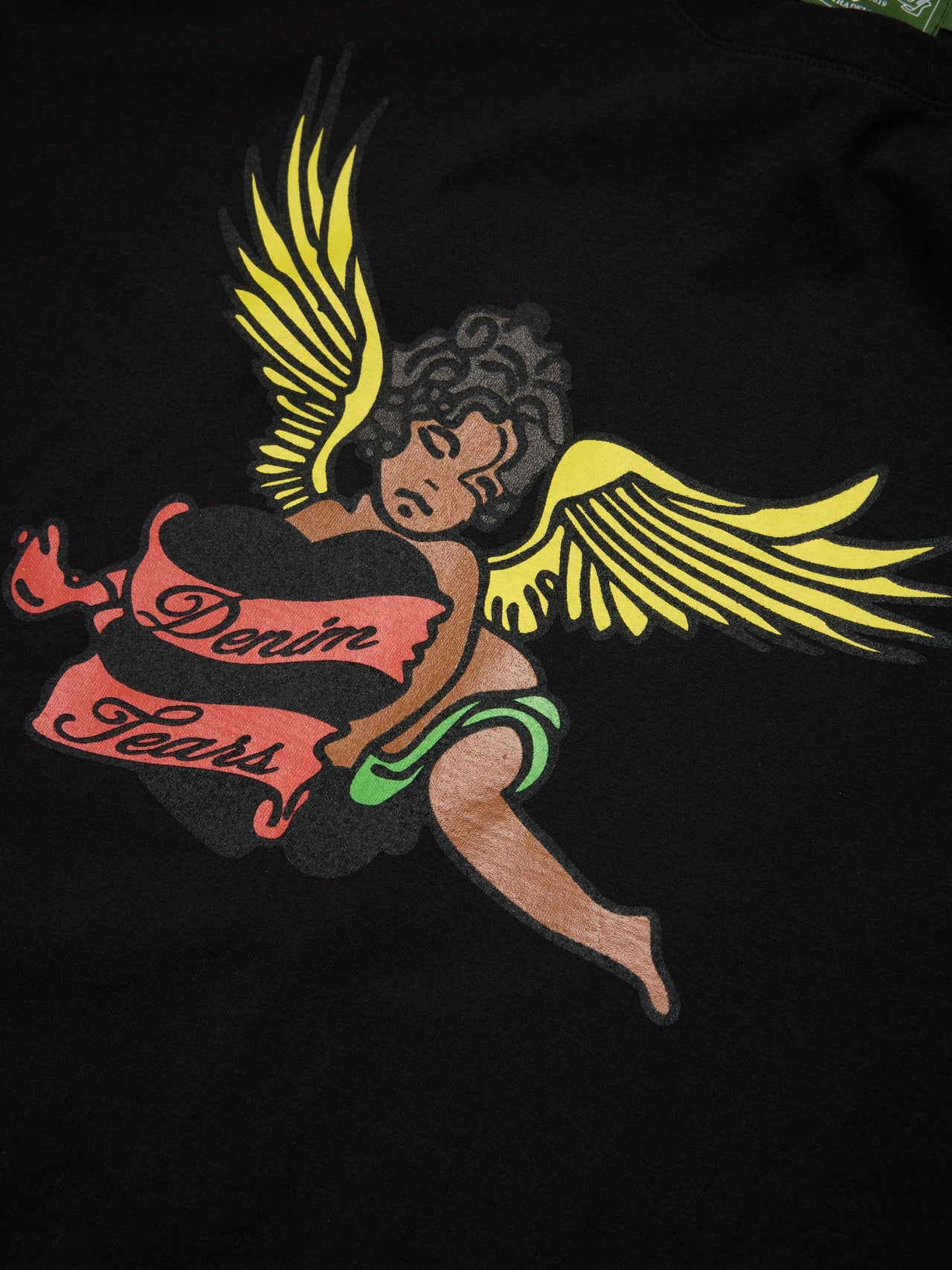 Denim Tears Black Cherub Angel Graphic Short Sleeve Tee