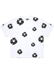 Denim Tears White All‑Over Black Wreath Print Short Sleeve Tee