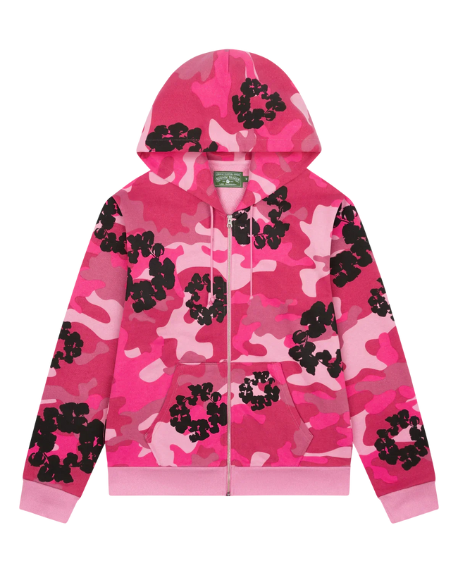 Denim Tears "Camo" Pink Zip-Up Hoodie Hover Image