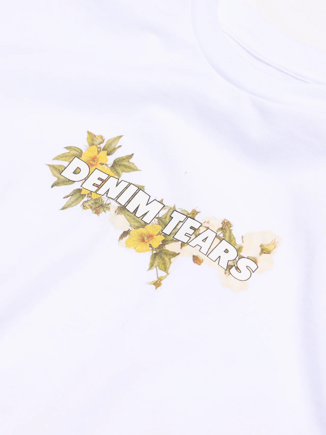 Denim Tears White Floral Logo Chest Print Boxy Tee