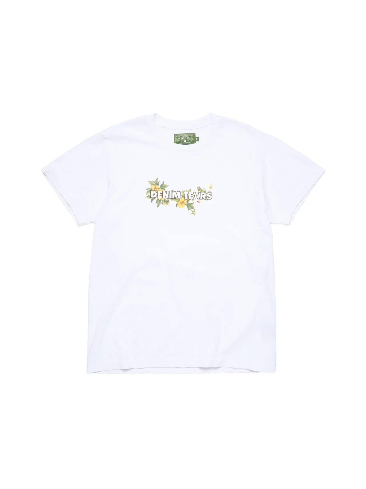 Denim Tears White Floral Logo Chest Print Boxy Tee
