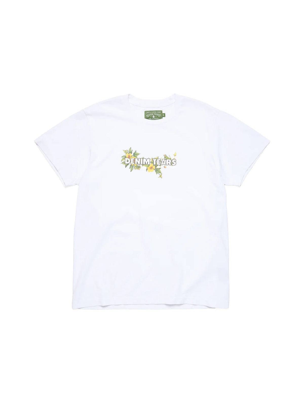 Denim Tears White Floral Logo Chest Print Boxy Tee
