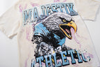 Majestik “Athletic” Eagle Rhinestone Vintage Tee（White）