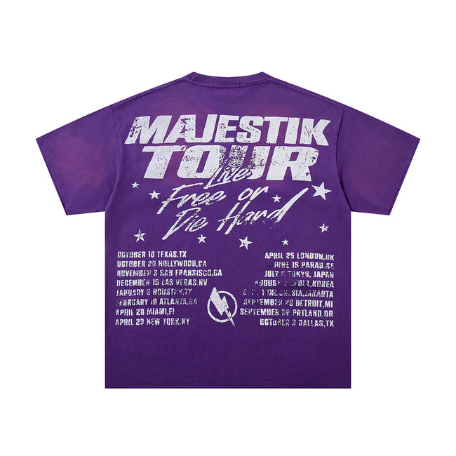 Majestik “Sound League & Sports” Special Edition Rhinestone Vintage Tee（Purple） Main Image