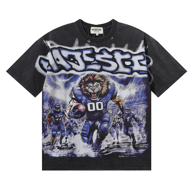 Majestik “Gridiron Lion” Football Rhinestone Vintage Tee Hover Image