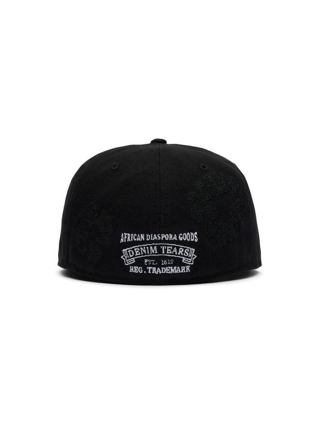 Black Floral Embroidery Flat Brim Snapback Cap Main Image