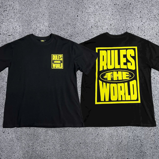 Corteiz RTW Box Logo T-Shirt – Black/Yellow Hover Image