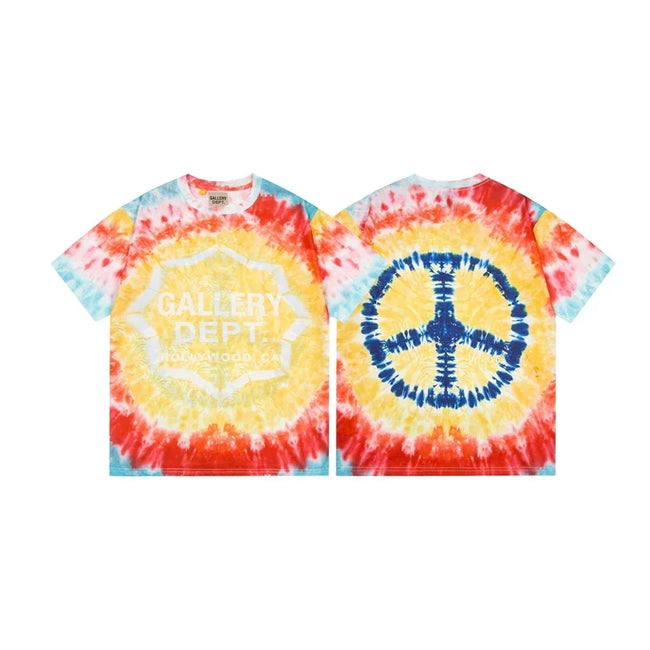 Gallery Dept. Sunburst Tie-Dye Peace Sign Short Sleeve T-Shirt - Red/Yellow/White Hover Image