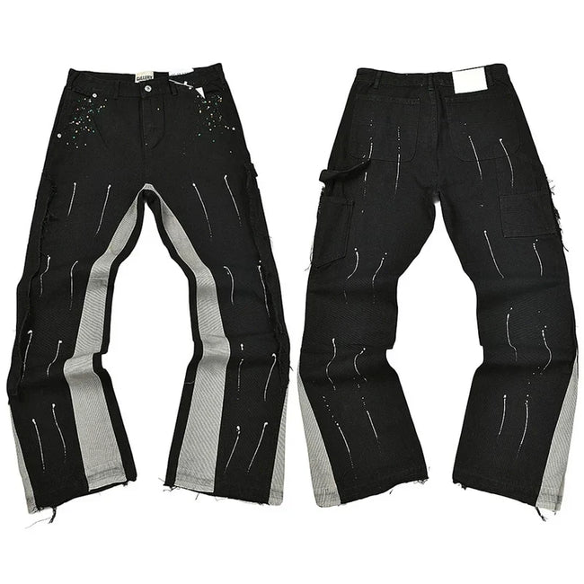 Gallery Dept. Contrast Side Panel & Spray Stripe Utility Cargo Pants Hover Image