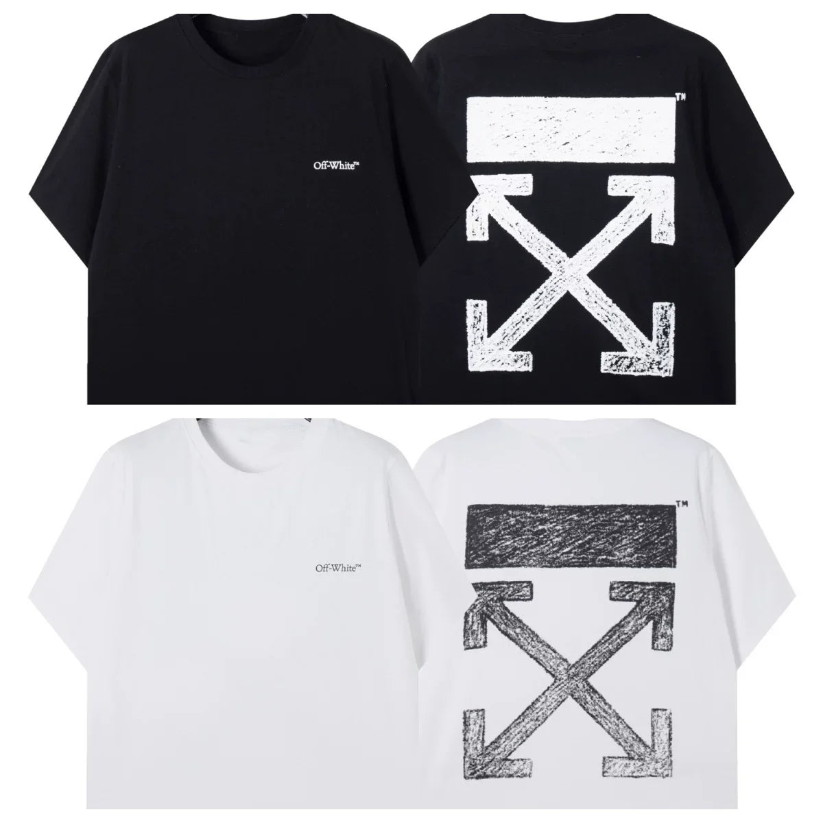 Off-White Cracked Texture Arrow Logo T-Shirt