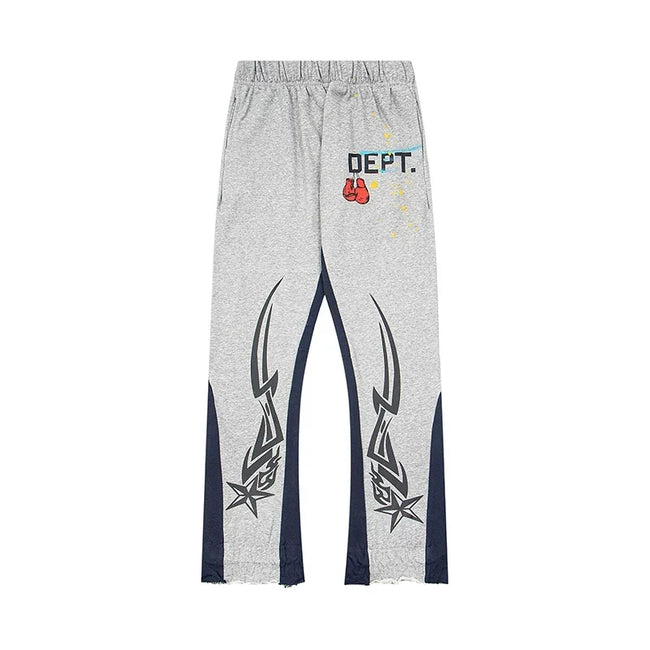 Gallery Dept. "DEPT." Tribal Star Graphic Contrast Panel Sweatpants - Heather Grey Hover Image