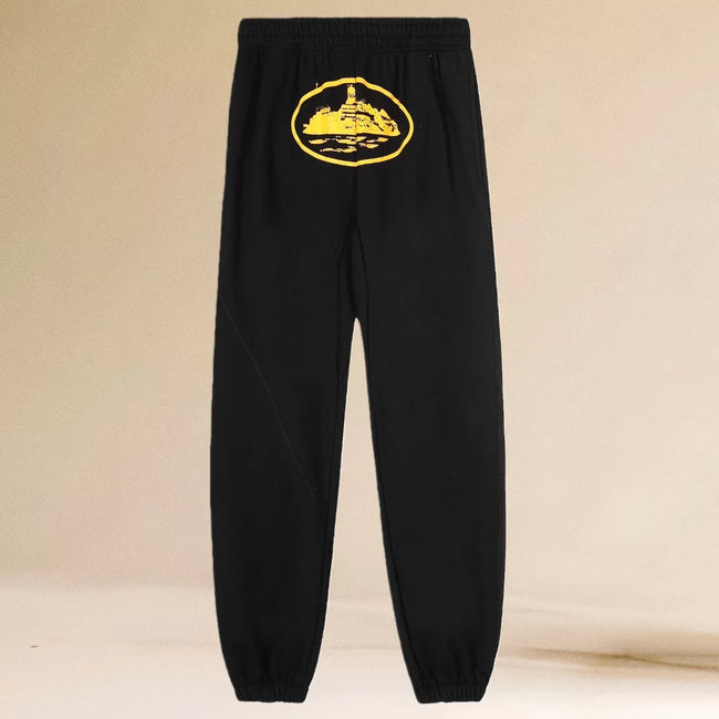 Corteiz Yellow Alcatraz Island Oval Logo Heavyweight Sweatpants Hover Image
