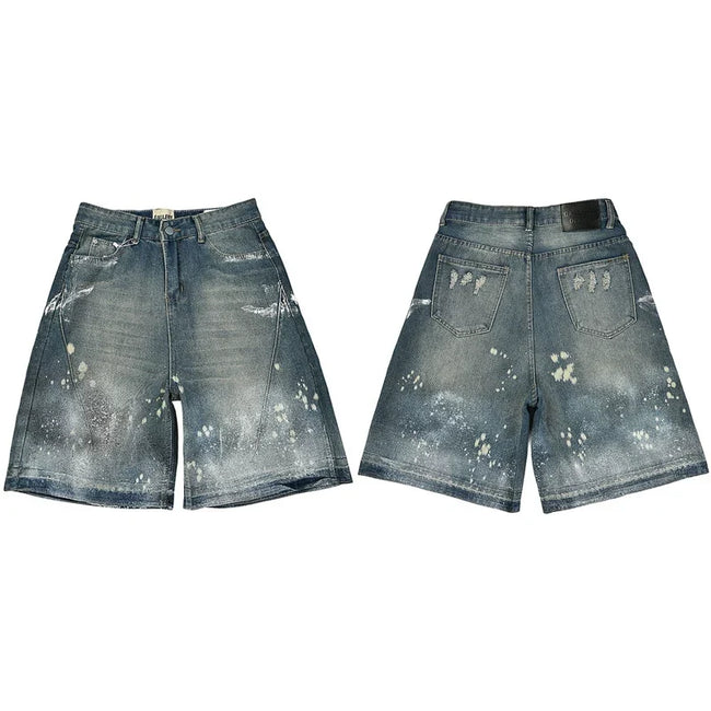 Gallery Dept. Spray Stripe & Paint Splatter Denim Shorts Hover Image