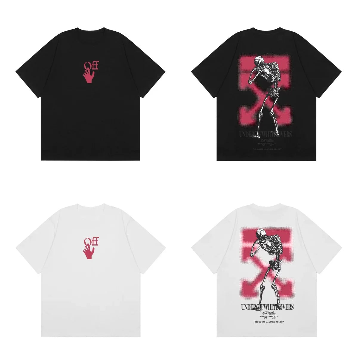Off-White Pink Skeleton Arrow Cross Print Short Sleeve T-Shirt