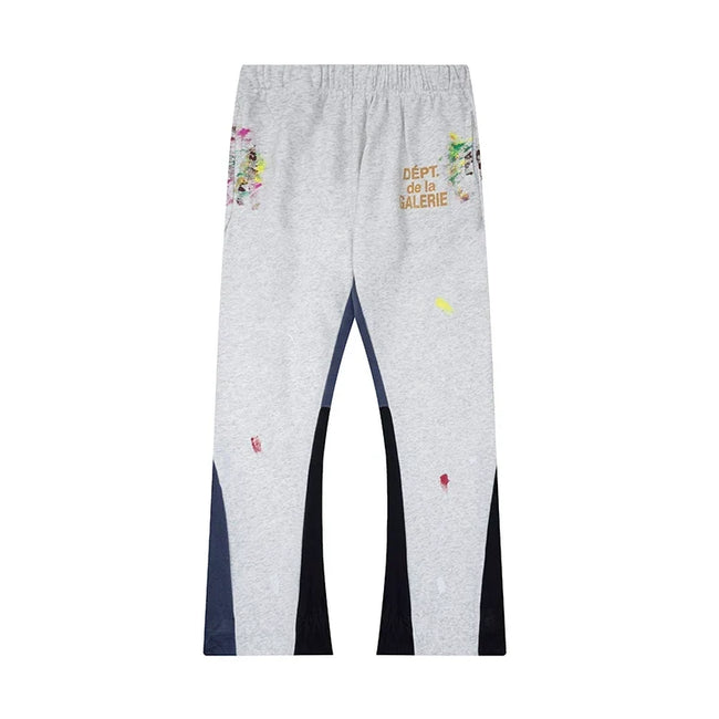 Gallery Dept. "DEPT. de la GALERIE" Paint Splatter Contrast Panel Sweatpants - Heather Grey Hover Image