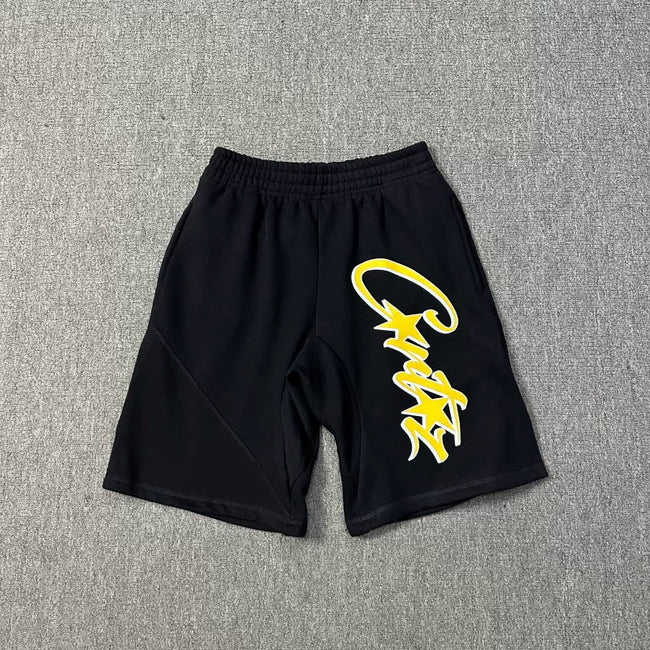 Corteiz Signature Script Logo Heavyweight Shorts black/yellow Hover Image
