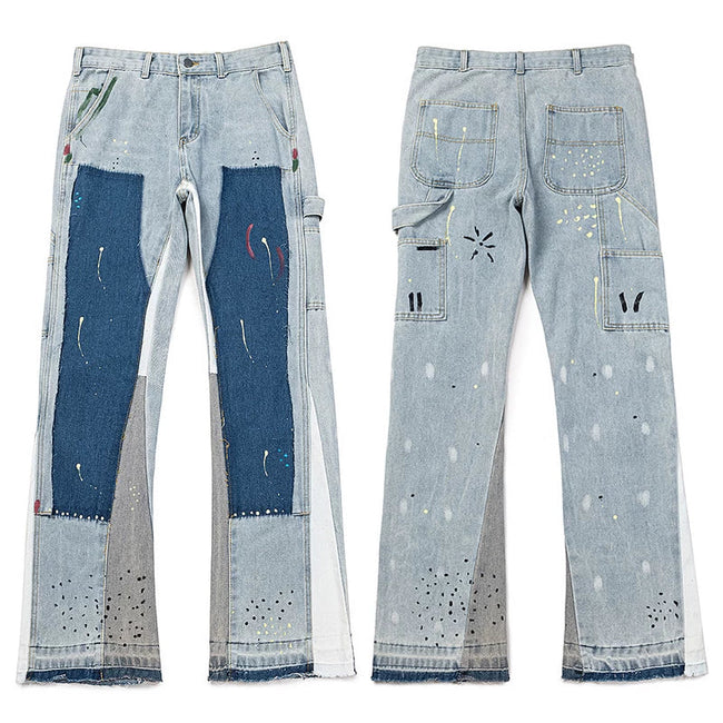 Gallery Dept. Multi-Color Paint Splatter & Patchwork Denim Jeans Hover Image
