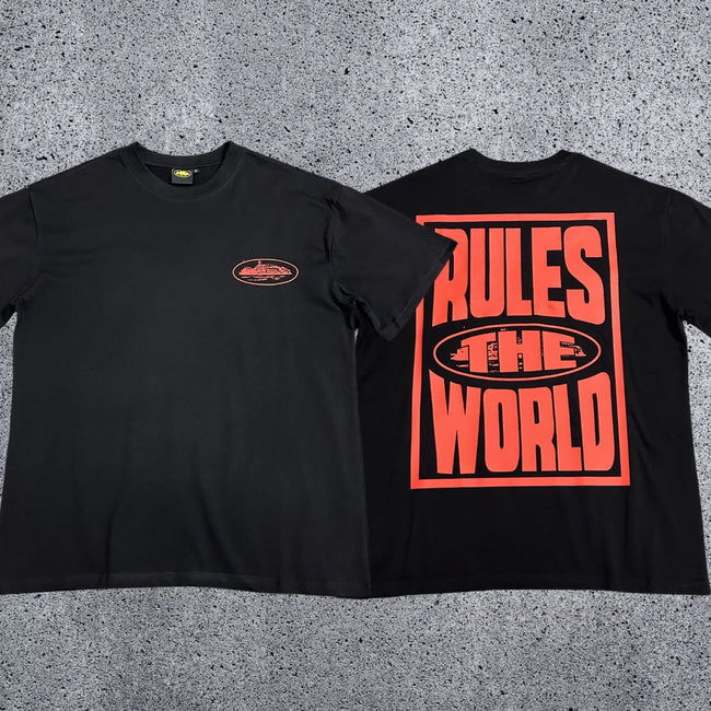 Corteiz RTW Box Logo T-Shirt – Black/Red Hover Image