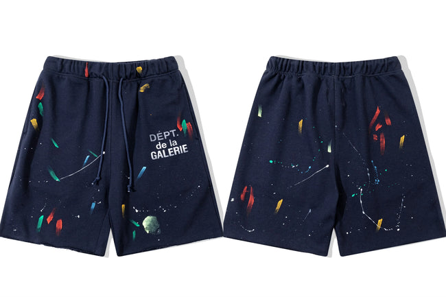 Gallery Dept. Paint Splatter French Terry Shorts - Dark Navy Hover Image