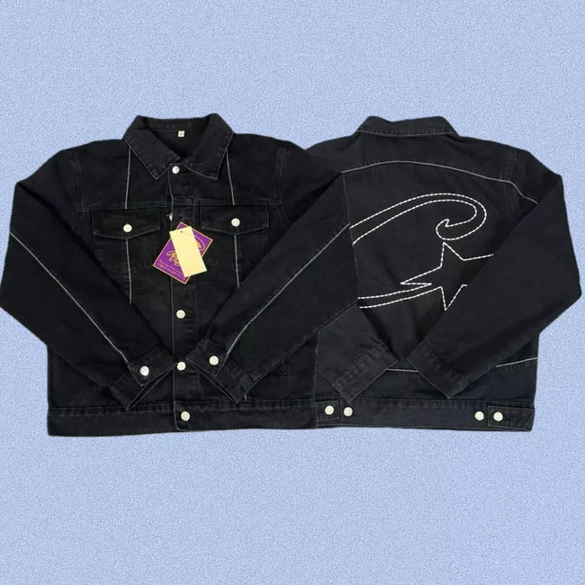 Corteiz Heavyweight Denim Jacket Black Hover Image
