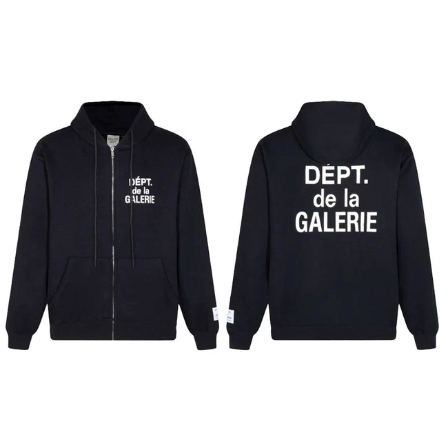 Gallery Dept. "Dépt. de la Galerie" Zip Hoodie – White French Print, Oversized Fit Hover Image
