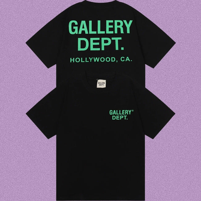 Gallery Dept. Hollywood Logo Short Sleeve T-Shirt - Black/Green Hover Image