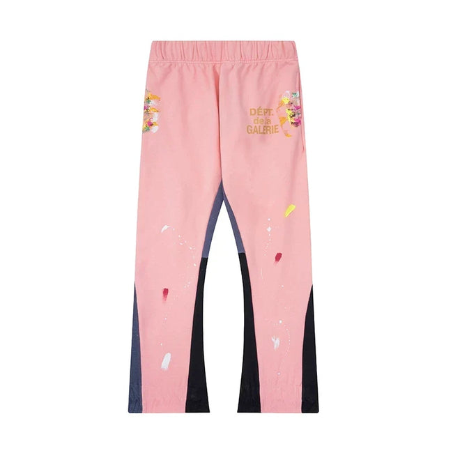 Gallery Dept. "DEPT. de la GALERIE" Paint Splatter Contrast Panel Sweatpants - Pink Hover Image