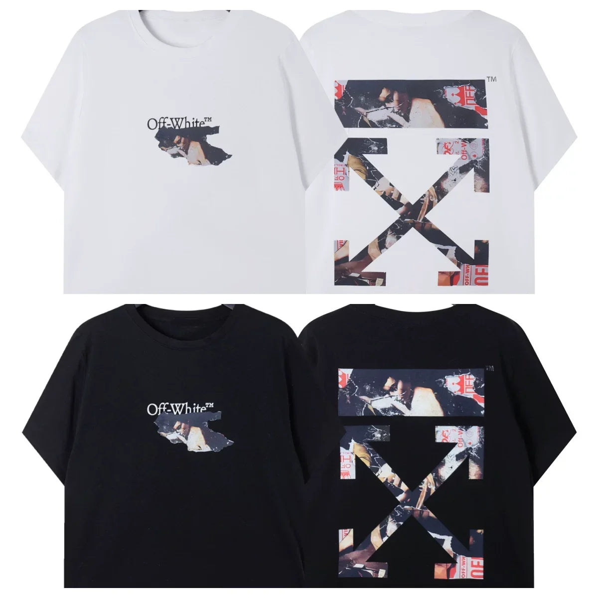 Off-White Collage Poster Arrow Cross Print Short Sleeve T-Shirt