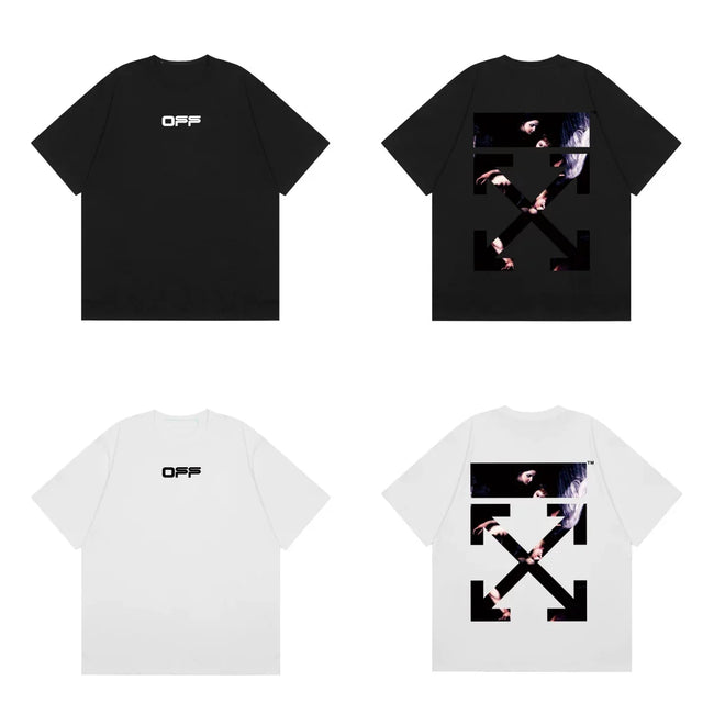 Off-White Black Pink Block Arrow Cross Print Short Sleeve T-Shirt Hover Image