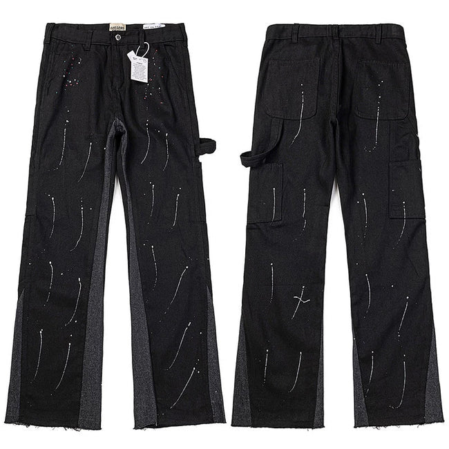 Gallery Dept. Paint Splatter & Contrast Panel Black Cargo Pants Hover Image