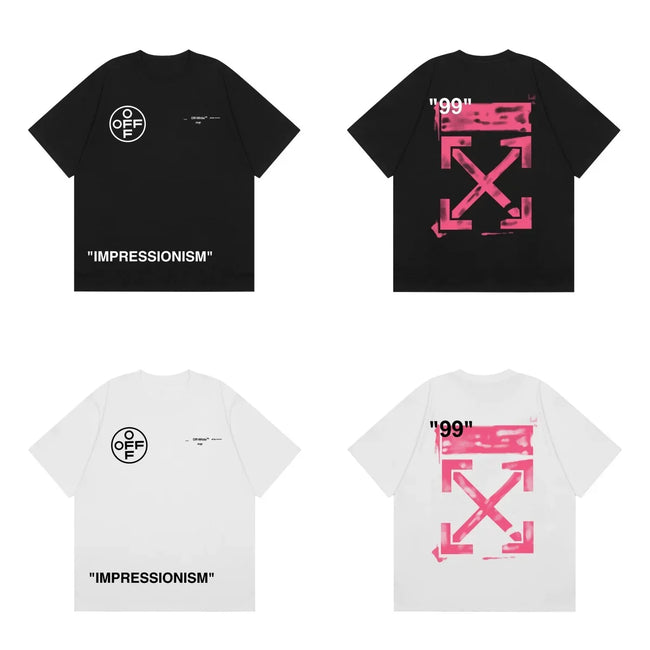 Off-White Hot Pink Arrow Cross Print Short Sleeve T-Shirt Hover Image